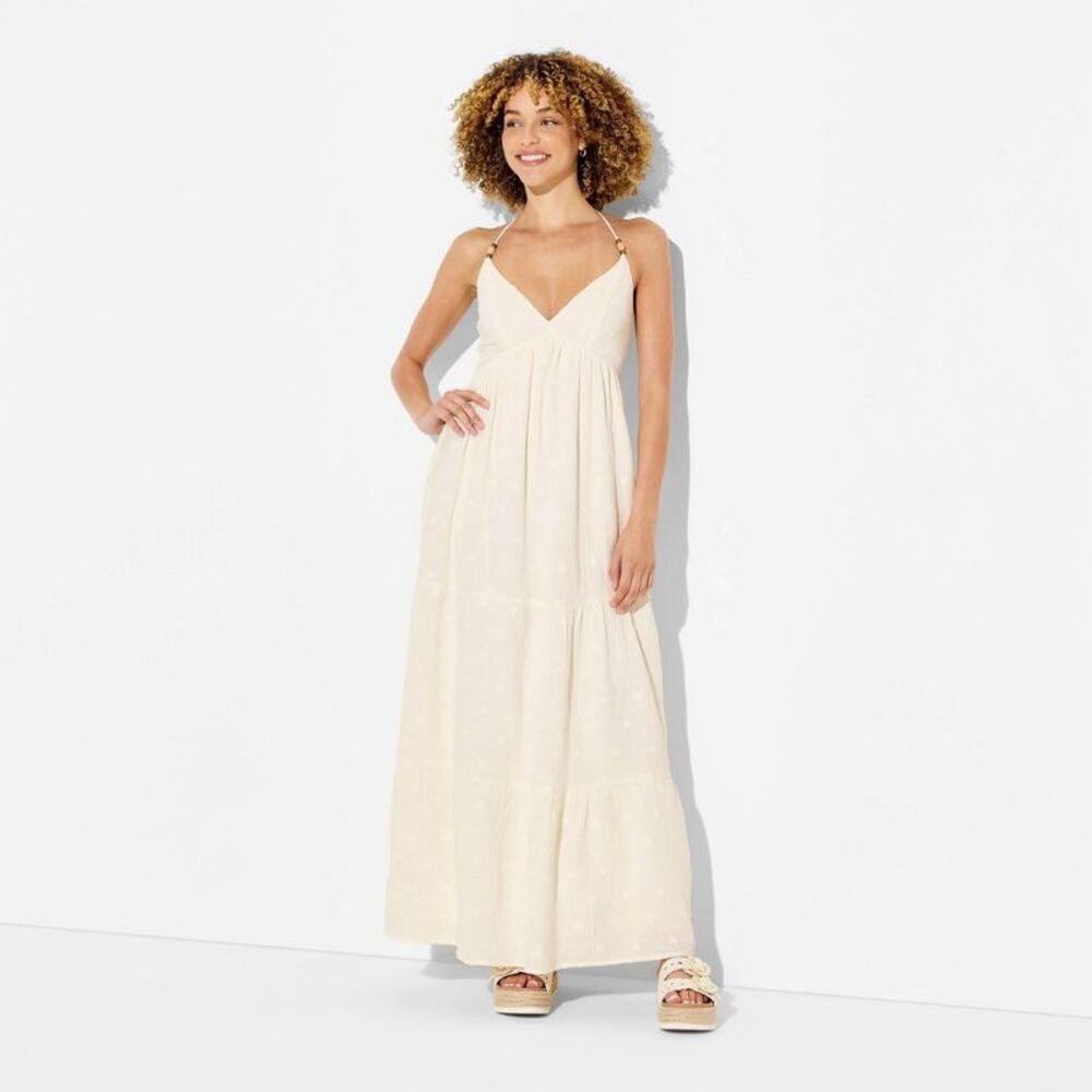 wild fable Cream Strapless Maxi Dress
